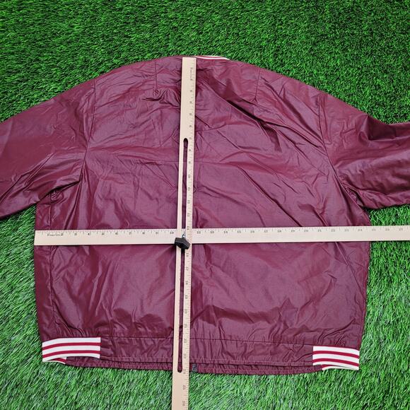 Vintage 80s MOD Varsity Jacket Women XL 25x23 Burgundy Baggy - Picture 4 of 12